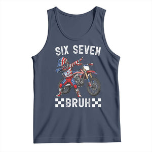 67 Bruh Meme Tank Top Funny Six Seven Dirt Bike Patriotic American Flag TS14 Navy Print Your Wear