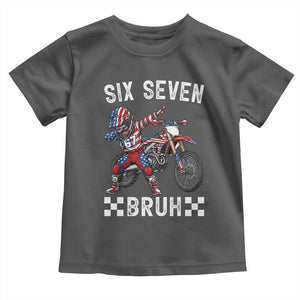 67 Bruh Meme Toddler T Shirt Funny Six Seven Dirt Bike Patriotic American Flag TS14 Dark Heather Print Your Wear