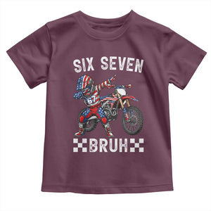 67 Bruh Meme Toddler T Shirt Funny Six Seven Dirt Bike Patriotic American Flag TS14 Maroon Print Your Wear