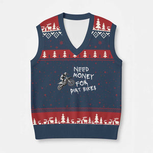 Funny Dirt Bike Motocross V-Neck Knit Sweater Vest Need Money for Dirt Bikes TS14 Navy Red Print Your Wear