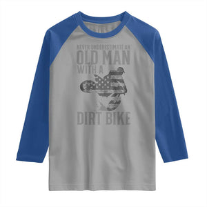 Funny Dirt Bike Motocross Raglan Shirt Never Underestimate An Old Man With A Dirt Bike Motocross TS14 Sport Gray Royal Print Your Wear