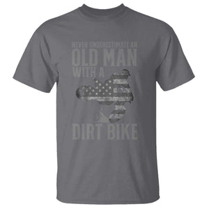 Funny Dirt Bike Motocross T Shirt Never Underestimate An Old Man With A Dirt Bike Motocross TS14 Charcoal Print Your Wear