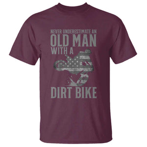 Funny Dirt Bike Motocross T Shirt Never Underestimate An Old Man With A Dirt Bike Motocross TS14 Maroon Print Your Wear