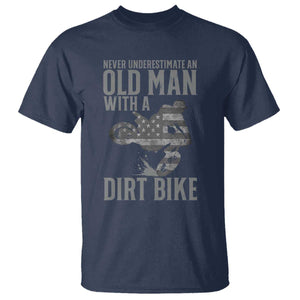 Funny Dirt Bike Motocross T Shirt Never Underestimate An Old Man With A Dirt Bike Motocross TS14 Navy Print Your Wear