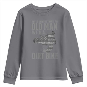 Funny Dirt Bike Motocross Youth Sweatshirt Never Underestimate An Old Man With A Dirt Bike Motocross TS14 Charcoal Print Your Wear