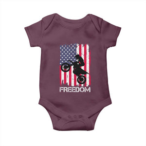 Freedom Motocross Dirt Bike Baby Onesie Patriotic American Flag TS14 Maroon Print Your Wear