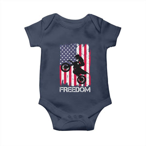 Freedom Motocross Dirt Bike Baby Onesie Patriotic American Flag TS14 Navy Print Your Wear