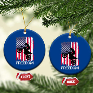 Freedom Motocross Dirt Bike Ceramic Ornament Patriotic American Flag TS14 1pc Blue Print Your Wear