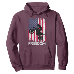 Freedom Motocross Dirt Bike Hoodie Patriotic American Flag TS14 Maroon Print Your Wear