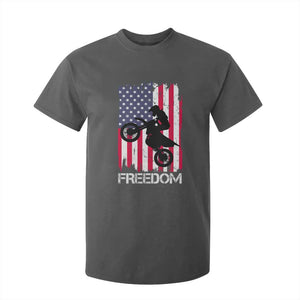 Freedom Motocross Dirt Bike T Shirt For Kid Patriotic American Flag TS14 Dark Heather Print Your Wear