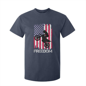 Freedom Motocross Dirt Bike T Shirt For Kid Patriotic American Flag TS14 Navy Print Your Wear
