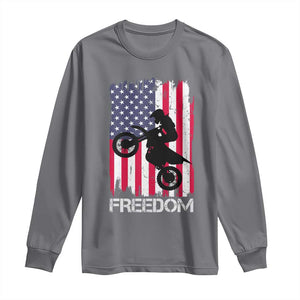 Freedom Motocross Dirt Bike Long Sleeve Shirt Patriotic American Flag TS14 Charcoal Print Your Wear