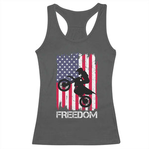 Freedom Motocross Dirt Bike Racerback Tank Top Patriotic American Flag TS14 Dark Heather Print Your Wear