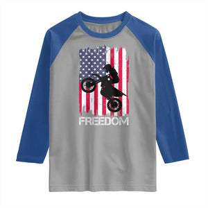 Freedom Motocross Dirt Bike Raglan Shirt Patriotic American Flag TS14 Sport Gray Royal Print Your Wear