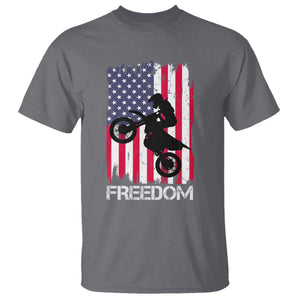 Freedom Motocross Dirt Bike T Shirt Patriotic American Flag TS14 Charcoal Print Your Wear