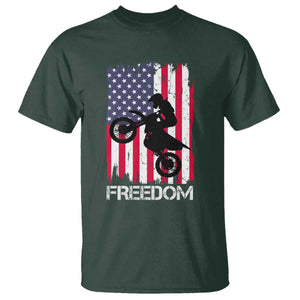 Freedom Motocross Dirt Bike T Shirt Patriotic American Flag TS14 Dark Forest Green Print Your Wear