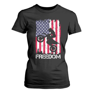 Freedom Motocross Dirt Bike T Shirt For Women Patriotic American Flag TS14 Black Print Your Wear