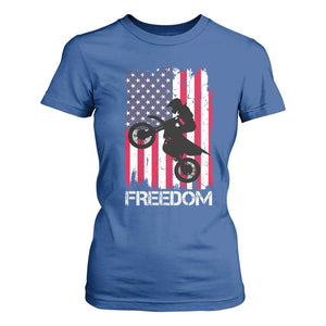 Freedom Motocross Dirt Bike T Shirt For Women Patriotic American Flag TS14 Royal Blue Print Your Wear