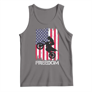 Freedom Motocross Dirt Bike Tank Top Patriotic American Flag TS14 Deep Heather Print Your Wear