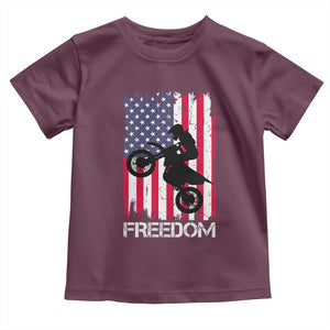 Freedom Motocross Dirt Bike Toddler T Shirt Patriotic American Flag TS14 Maroon Print Your Wear