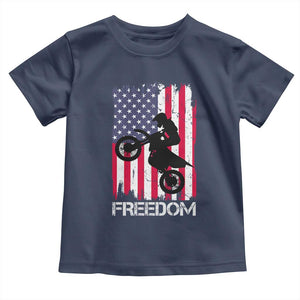 Freedom Motocross Dirt Bike Toddler T Shirt Patriotic American Flag TS14 Navy Print Your Wear