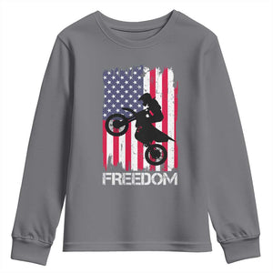 Freedom Motocross Dirt Bike Youth Sweatshirt Patriotic American Flag TS14 Charcoal Print Your Wear