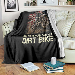 Dirt Bike American Flag Throw Blanket Never Underestimate An Old Man With A Dirt Bike Motocross TS14 Print Your Wear