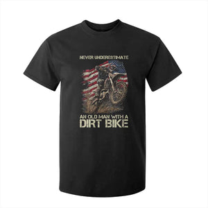 Dirt Bike American Flag T Shirt For Kid Never Underestimate An Old Man With A Dirt Bike Motocross TS14 Black Print Your Wear