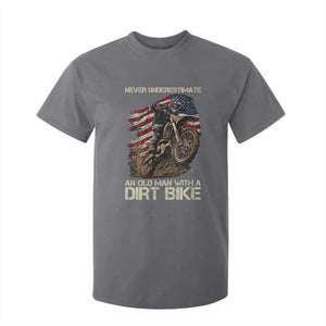 Dirt Bike American Flag T Shirt For Kid Never Underestimate An Old Man With A Dirt Bike Motocross TS14 Charcoal Print Your Wear