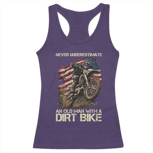 Dirt Bike American Flag Racerback Tank Top Never Underestimate An Old Man With A Dirt Bike Motocross TS14 Purple Print Your Wear
