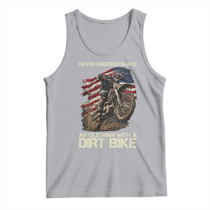 Dirt Bike American Flag Tank Top Never Underestimate An Old Man With A Dirt Bike Motocross TS14 Athletic Heather Print Your Wear