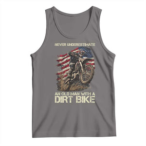 Dirt Bike American Flag Tank Top Never Underestimate An Old Man With A Dirt Bike Motocross TS14 Deep Heather Print Your Wear
