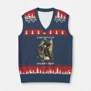 Dirt Bike Motocross Camo V-Neck Knit Sweater Vest If Dirt Ain't Flyin You Ain't Tryin TS14 Navy Red Print Your Wear