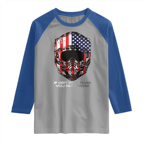 Dirt Bike American Flag Patriotic Raglan Shirt If Dirt Ain't Flyin You Ain't Tryin TS14 Sport Gray Royal Print Your Wear