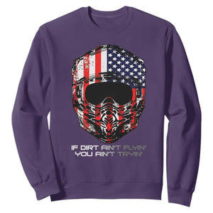 Dirt Bike American Flag Patriotic Sweatshirt If Dirt Ain't Flyin You Ain't Tryin TS14 Purple Print Your Wear