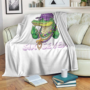 Mardi Gras Alligator Throw Blanket Funny Six Seven MAGA Political Meme TS14 Print Your Wear