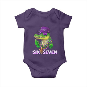 Mardi Gras Alligator Baby Onesie Funny Six Seven MAGA Political Meme TS14 Purple Print Your Wear