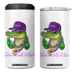 Mardi Gras Alligator 4 in 1 Can Cooler Tumbler Funny Six Seven MAGA Political Meme TS14 One Size: 16 oz White Print Your Wear