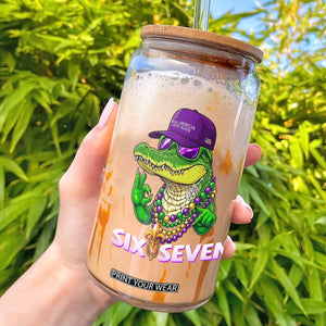 Mardi Gras Alligator Glass Can Funny Six Seven MAGA Political Meme TS14 White Print Your Wear