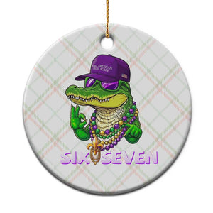 Mardi Gras Alligator Ceramic Ornament Funny Six Seven MAGA Political Meme TS14 1pc Christmas Plaid Print Your Wear