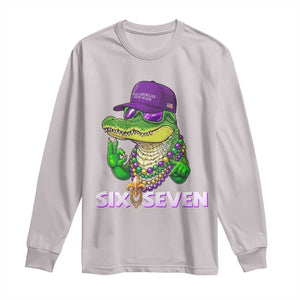 Mardi Gras Alligator Long Sleeve Shirt Funny Six Seven MAGA Political Meme TS14 Ice Gray Print Your Wear