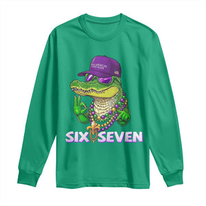 Mardi Gras Alligator Long Sleeve Shirt Funny Six Seven MAGA Political Meme TS14 Irish Green Print Your Wear