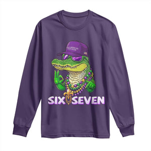 Mardi Gras Alligator Long Sleeve Shirt Funny Six Seven MAGA Political Meme TS14 Purple Print Your Wear