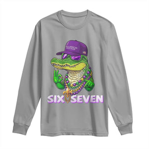Mardi Gras Alligator Long Sleeve Shirt Funny Six Seven MAGA Political Meme TS14 Sport Gray Print Your Wear