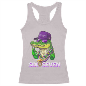 Mardi Gras Alligator Racerback Tank Top Funny Six Seven MAGA Political Meme TS14 Ice Gray Print Your Wear