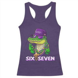 Mardi Gras Alligator Racerback Tank Top Funny Six Seven MAGA Political Meme TS14 Purple Print Your Wear