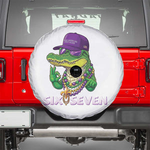 Mardi Gras Alligator Spare Tire Cover Funny Six Seven MAGA Political Meme TS14 White Print Your Wear