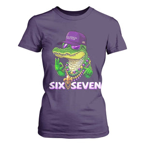 Mardi Gras Alligator T Shirt For Women Funny Six Seven MAGA Political Meme TS14 Purple Print Your Wear