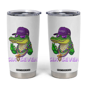 Mardi Gras Alligator Tumbler Cup Funny Six Seven MAGA Political Meme TS14 White Print Your Wear