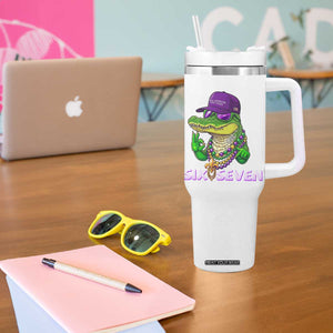 Mardi Gras Alligator Tumbler With Handle Funny Six Seven MAGA Political Meme TS14 Print Your Wear